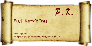 Puj Kerény névjegykártya